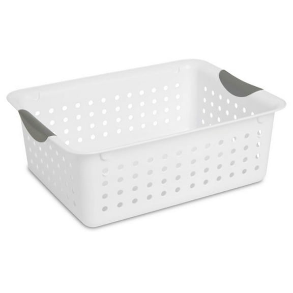 6-Pack Super Basket, Open Plastic B, Countertop and Closet Organizer, White, Medium