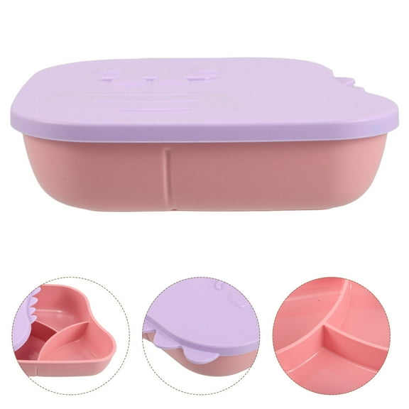BESTYASH Plastic Portion Control Plate with Lid, Base, and Dividers - Lavender Color