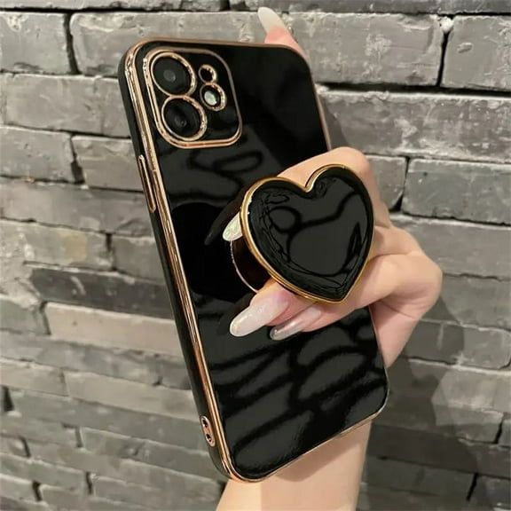 Electroplated Three-dimensional Love Bracket Phone Case For iPhone 14 Pro