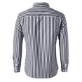 thumbnail image 4 of Mens Button Down Collar Dress Shirt Vertical Stripe Long Sleeve Shirt Slim Fit Business Casual Shirt for Office Daily Wear Black M, 4 of 4