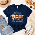 thumbnail image 3 of Just a Girl Who Loves Fall Shirt, Cozy Autumn Pumpkin Coffee Comfort Colors Unisex Graphic Tee - Navy, S, 3 of 4
