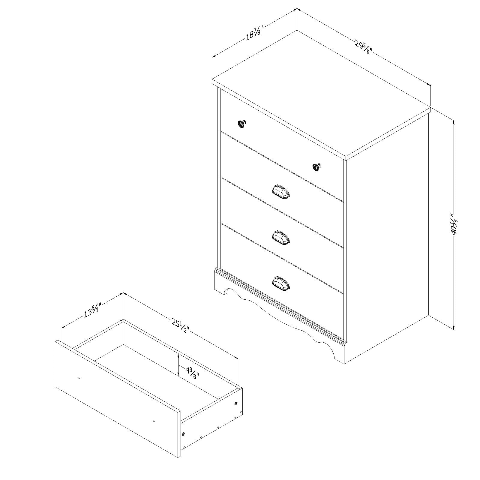 South Shore Artwork 4-Shelf Bookcase, Multiple Finishes