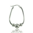 thumbnail image 2 of 30mm Sterling Silver Polished Beaded Hoop Earrings, 2 of 3