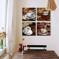 thumbnail image 3 of 4 Panels Modern kitchen Wall Decor coffee Canvas Wall Art for dining room Restoring ancient ways Coffee tableware Pictures coffee shop Giclee watercolor Painting Home decoration Prints Artwork, 3 of 6