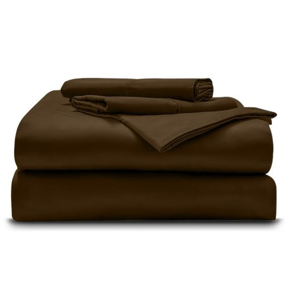 4-Piece Giza Cotton Full-XL Size Sheet Set - Premium 800-Thread-Count 100% Giza Egyptian Cotton, Fit Upto 15 inches Deep Pockets Mattress - Chocolate