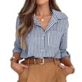 thumbnail image 2 of SOMER Striped Button Down Shirts for Women Dress Shirts Long Sleeve Shirts Casual Collared Office Work Shirt with Pocket, 2 of 8