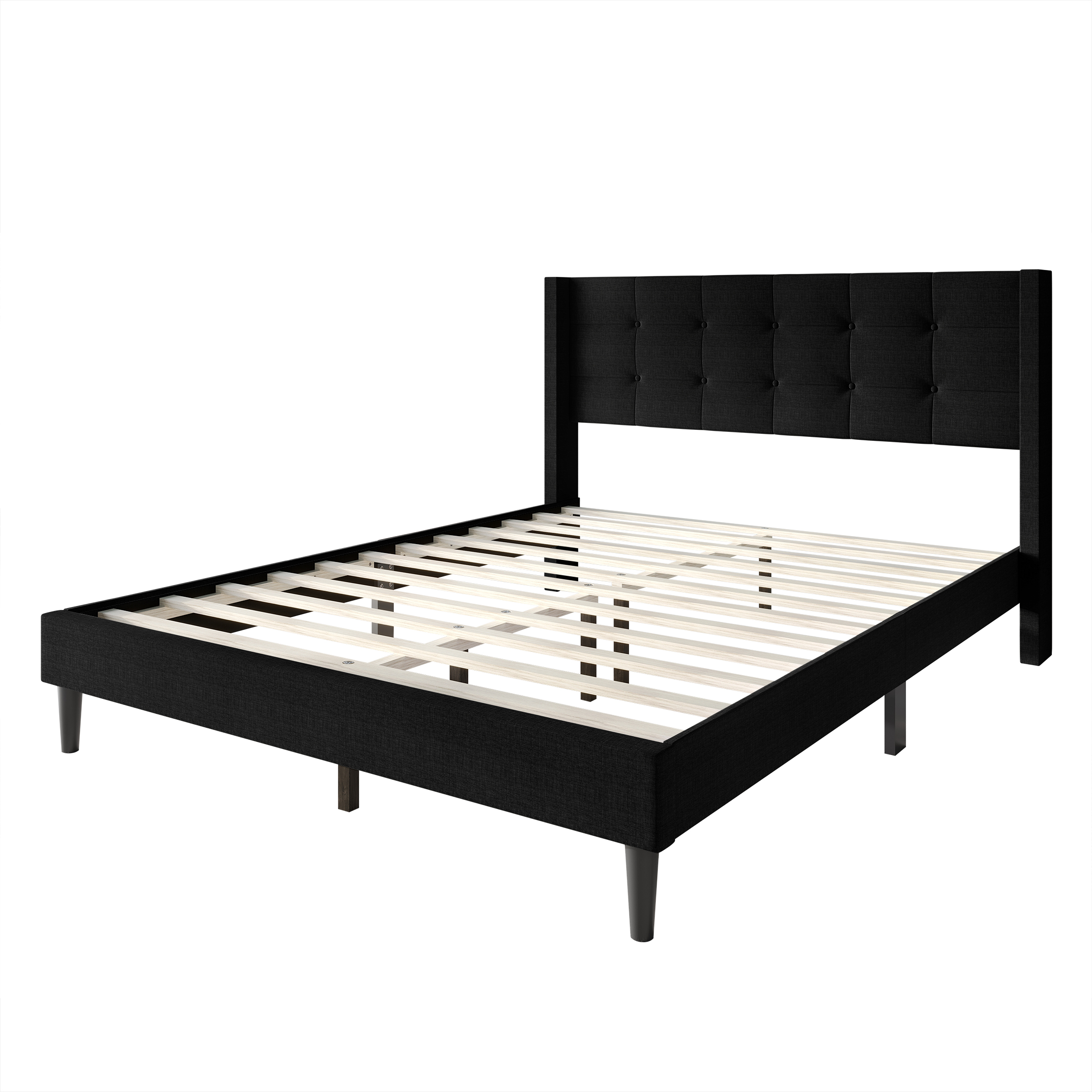 Castle Place Elegance Wingback Full Platform Bed, Black
