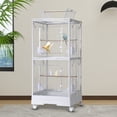 thumbnail image 5 of Small Bird Cage with Wheels, 40 Inch Parakeet Cage with Top Stand, 3 in 1 Bird Carrier for Parakeets, Canaries, Lovebirds, Small Quaker, Cockatiels, Budgie, Green Cheek,Conure, 5 of 7