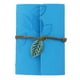 thumbnail image 1 of Cuaderno de notas en blanco con diseño de hojas sueltas, estilo vintage, con tapa de PU y encuadernado con cordón, tamaño S (azul cielo), 1 of 3