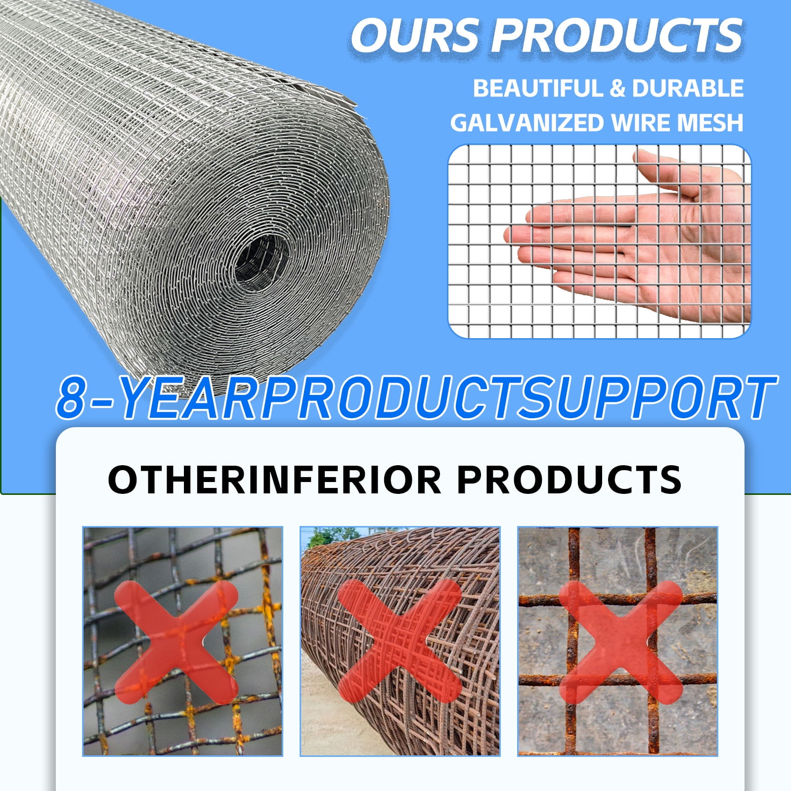 Hardware Cloth 1/2inch 48inx100ft,19Ga Chicken Wire Fencing, Raised