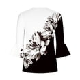 thumbnail image 5 of ICHUANYI Clearance Women‘s Summer Sexy Fold Printed Regular Women 3/4 Sleeves V Neck Button Tops Blouse(White, S) ICHUANYI WER2023080701724, 5 of 5