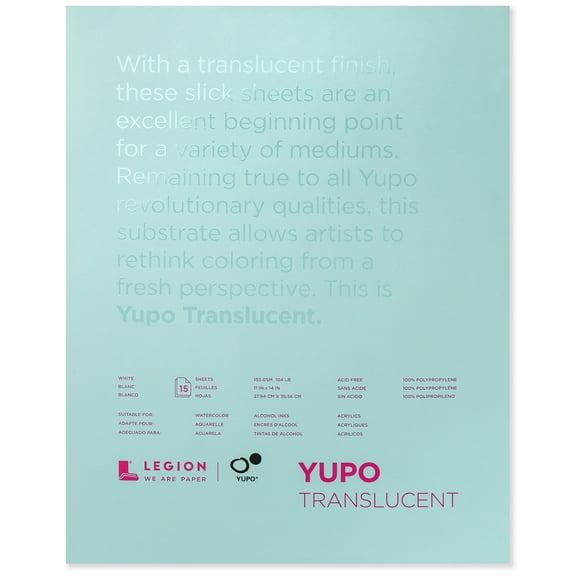 Legion Paper Yupo Translucent Watercolor Pad, 15 Sheets, 11in x 14in