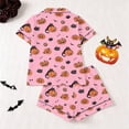 thumbnail image 4 of OOOUM Girls Button Down Loungewear Set Kids Short Sleeve Shorts Lounge Set Toddler Holiday Two Piece Outfits 4-5 Years, 4 of 9
