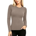 thumbnail image 6 of Nugftut Womens Thermal Tops Fleece Crew Neck Thermal Shirts Long Sleeve Hem Slit Warm Cold Weather Winter Thermal Tops, 6 of 9