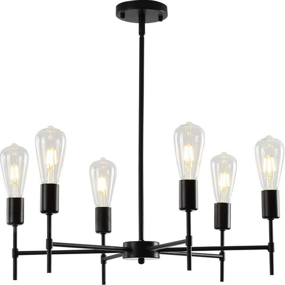 XILICON Black Sputnik Chandelier Vintage Metal Semi Flush Mount Ceiling Light Modern Style Chandelier 6 Lights Sputnik Lighting