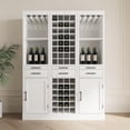 thumbnail image 4 of Brown Walnut Color Modular Wine bar Cabinet with Storage Shelves with Hutch for Dining Room (White + MDF-3), 4 of 8