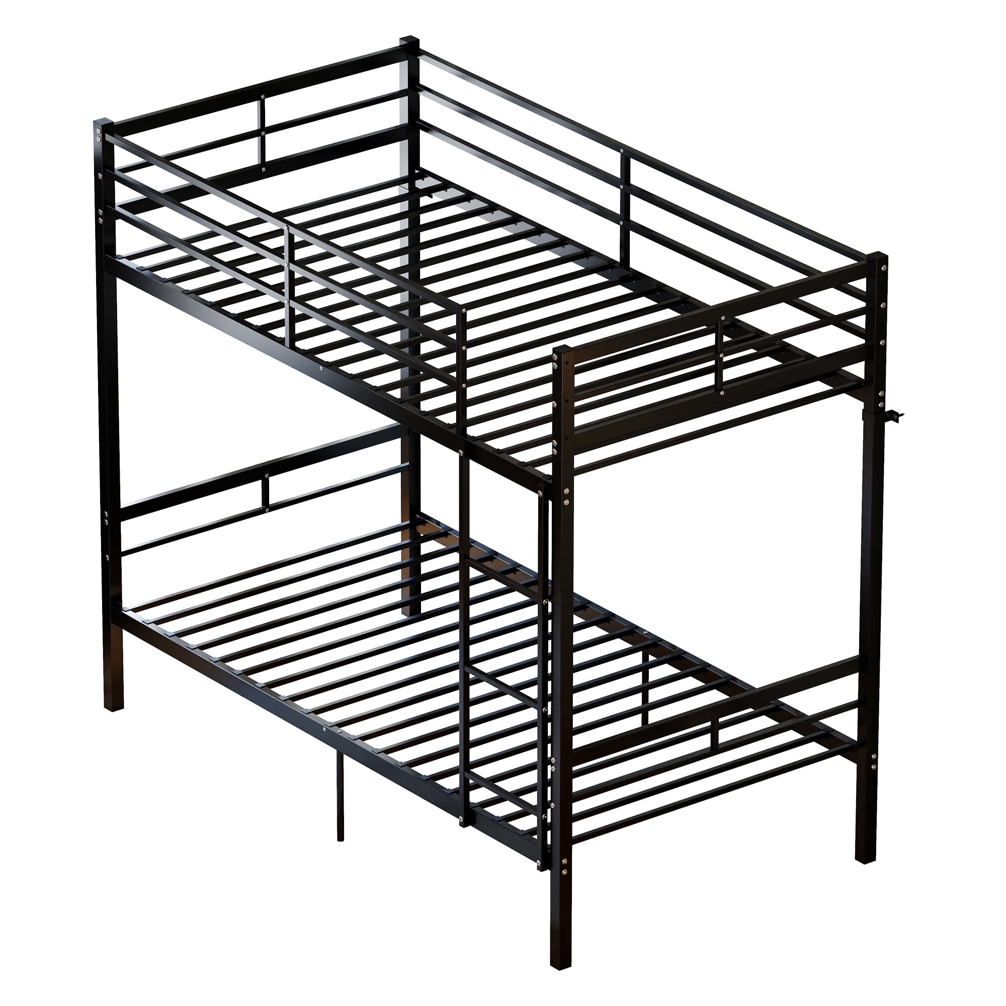 Alvantor Twin over Twin Metal Bunk Bed with 14.17" Guardrails, 480 lb Capacity, Black