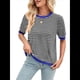 thumbnail image 1 of Suéteres Casuales de Verano para Mujer, con Cuello Redondo, Corta, A Rayas, de Punto con Bloques de Color, de Corte Alto y Moderno Negro y Azul S, 1 of 10