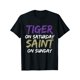 thumbnail image 3 of Camiseta versátil para hombre "Tigre el sábado, santo el domingo". Algodón suave y transpirable, ideal para todas las estaciones, ropa informal y deportiva, ideal como regalo de Halloween y Navidad., 3 of 8