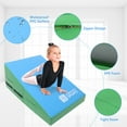 thumbnail image 5 of Gymnastics Wedge Mats 33" X 23.6" X 13.4" Folding for Home Use | Incline Mat Cheese Wedge With Zip Fastener, Waterproof Vinyl Cover, EPE Foam for Exercise, Tumbling, Yoga, Pilates, Blue Green, 5 of 7