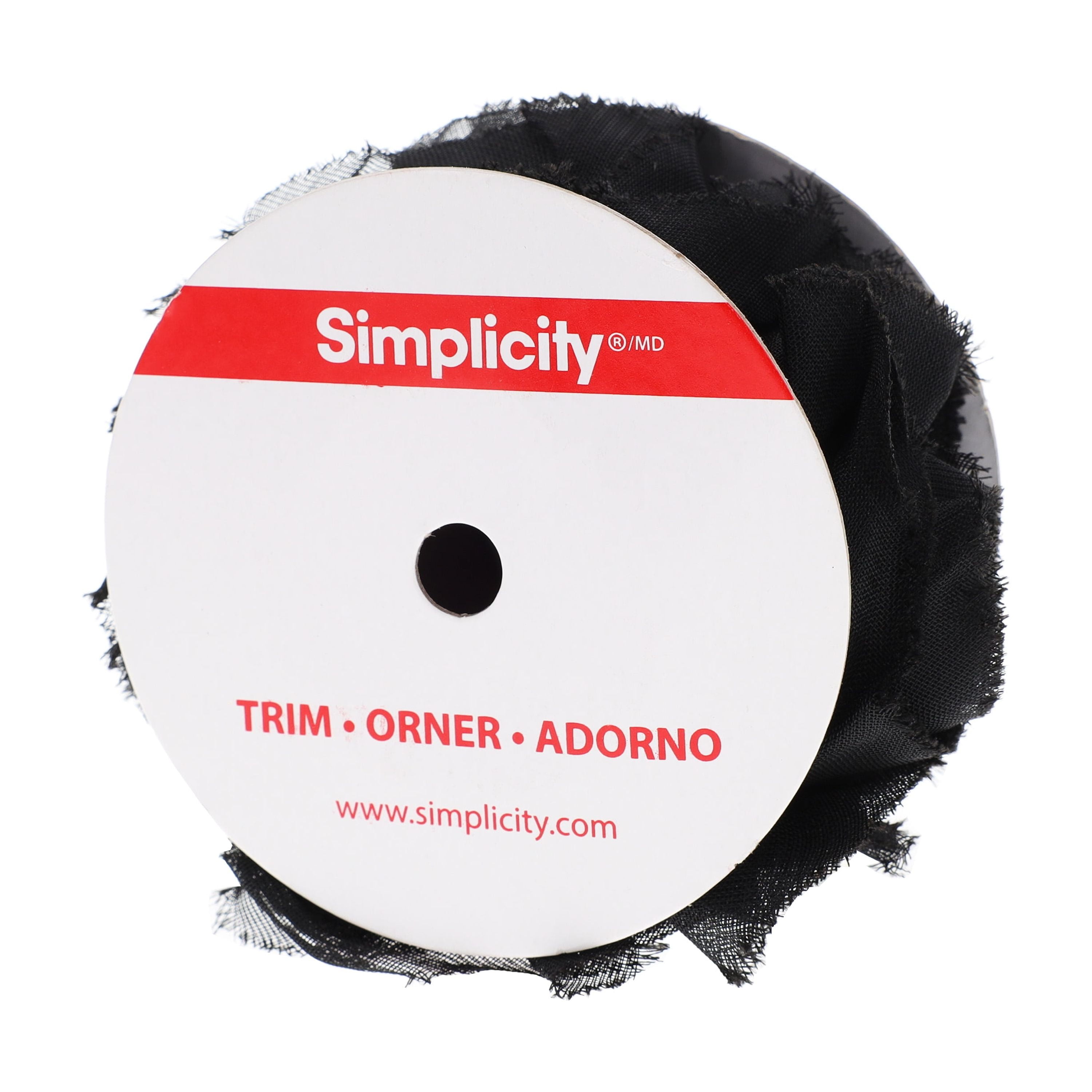 Simplicity Trim, Black 2 inch Large Ribbon Rose Trim Great for Apparel, Home Decorating, and Crafts, 1 Yard, 1 Each