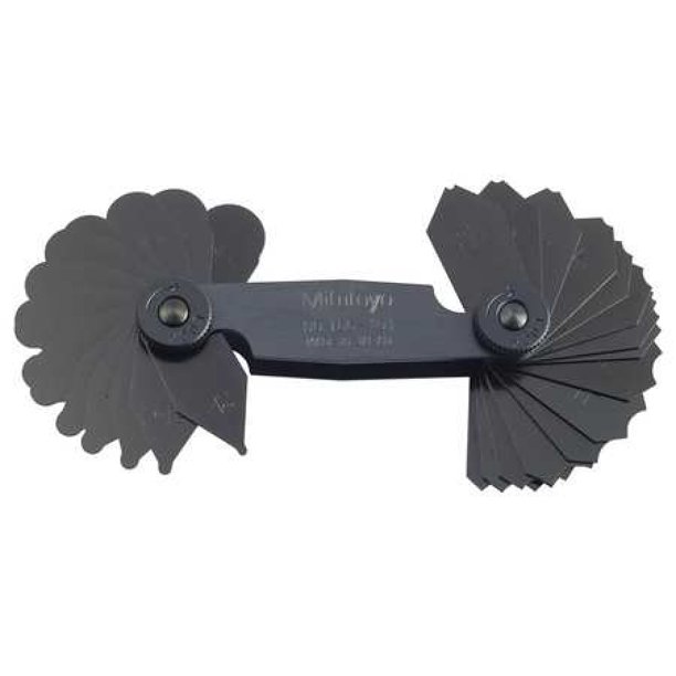 MITUTOYO 186101 Radius Gage Set,1/32 to 1/4,30 Leaves