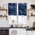 thumbnail image 2 of Navy Blue Marble Kitchen Curtains Small Short 39 Inch Length, Modern Golden Geometric Art Grommet Top Bedroom Living Room Curtains, Light Filtering Cafe Curtain Drapes 2 Panels Set 55''x39'', 2 of 9