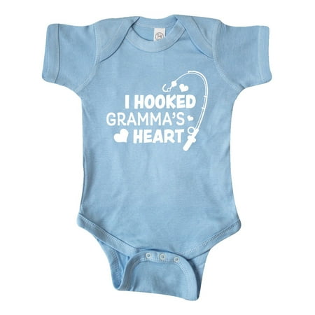 

Inktastic I Hooked Gramma s Heart with Fishing Rod Gift Baby Boy or Baby Girl Bodysuit