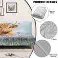 thumbnail image 4 of Jiueut Highland Cattle Lavender Print Armless Sofa Cover, Polyester Spandex Futon Sofa Cover Breathable Non-Armrest Couch Furniture Protector with Elastic Bottom, 4 of 7