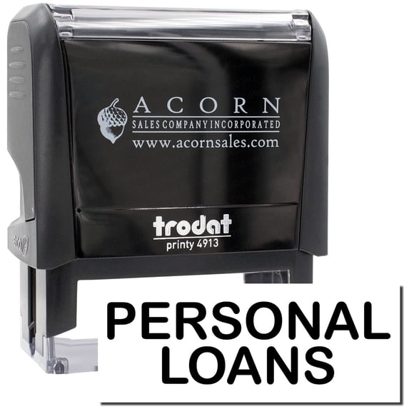 Large Self-Inking Personal Loans Stamp, Trodat Printy 4913, Press and Print Stamping, Impression Size 7/8" x 2-1/4", Up to 10,000 Impressions - Black Ink