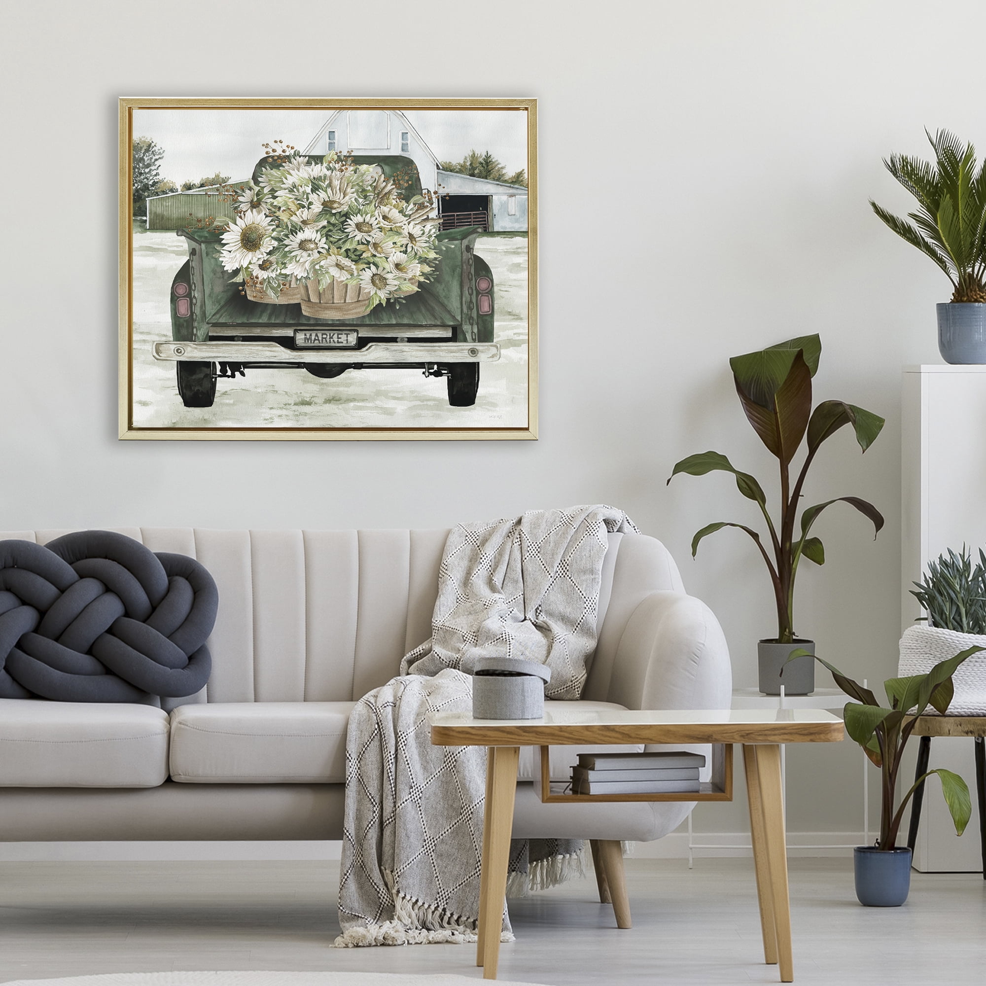 Stupell Industries Country Flower Delivery Baskets Gold Framed Floater Canvas Wall Art, design by Cindy Jacobs
