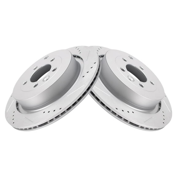 TRQ Rear Performance Brake Rotors Set Premium G-Coated Cross Drilled & Slotted Fits Select 2005-2009 Land Rover LR3 2010-2016 LR4 2006-2013 Range Rover Sport