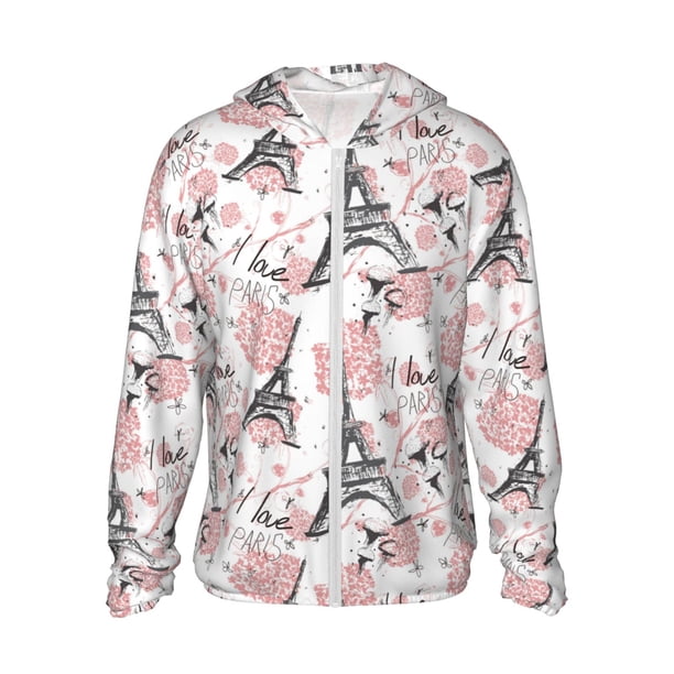 Fotbe Paris Chaqueta con Protección Solar UPF 50+ para Hombre y Mujer, Camisa con Capucha y Bolsillos-X-Large
