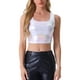 thumbnail image 1 of Top sin mangas U Neck de la edición INSPIRE CHIC para mujeres, ropa de fiesta y club, top corto metálico brillante holográfico XS, blanco holográfico, 1 of 6