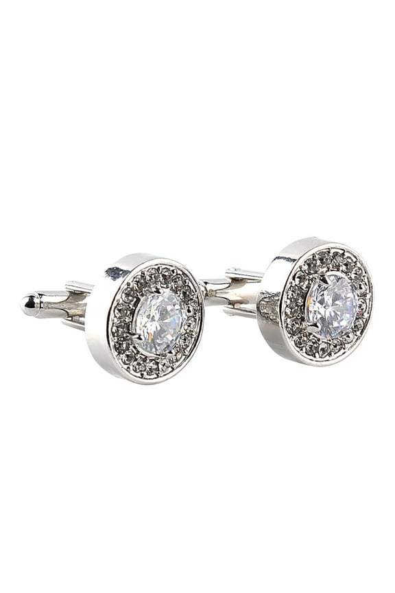 2 Pairs Men's Crystal Cufflinks,Sparkling Diamond-Rhodium-Plated Brass Cuff Links-Elegant Wedding Gift for Groom,Best Man,Father-Ornate Vintage Dress Accessories