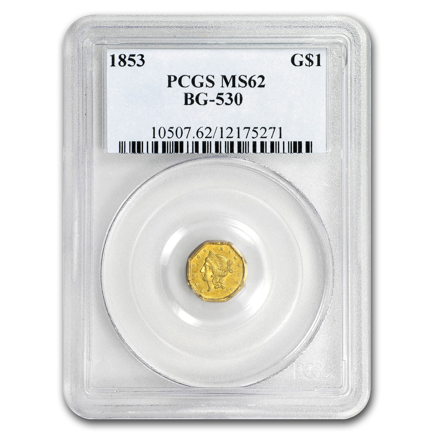 1853 G$1 Liberty Head Gold Dollar NGC MS 63- Free Shipping USA