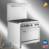 Cooler Depot NSF 36" Commercial 6-Burner Gas Range with Oven, 4.6 cu ft, Model HFSO-36