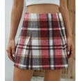 thumbnail image 3 of Scacto Women's Elastic Waist Plaid Pleated Skirt High Waisted Tartan Skater School Uniform Mini Skirt, 3 of 5