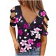 thumbnail image 1 of Moda mujer elegante sexy media manga Ｖ-cuello cremallera impresión ahueca hacia fuera camiseta blusa Tops Pompotops hfajkhk128936, 1 of 5