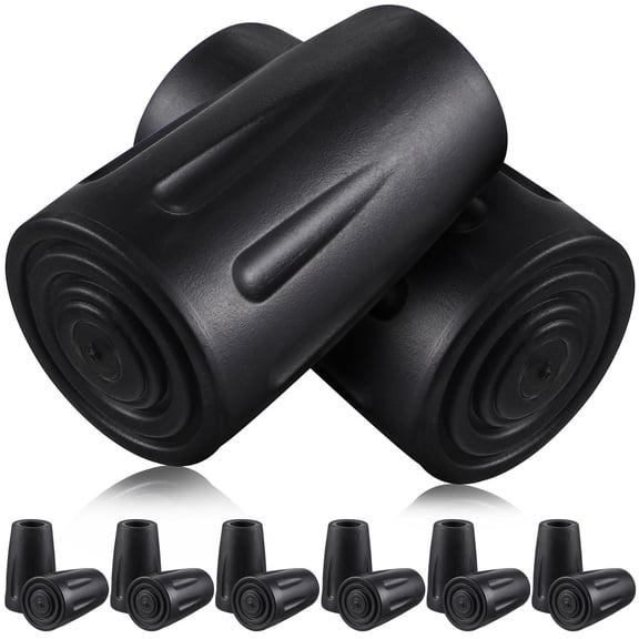 LOLIPPYY Set of 16 Black Walking Stick Caps with Ergonomic Design for and Easy Installation