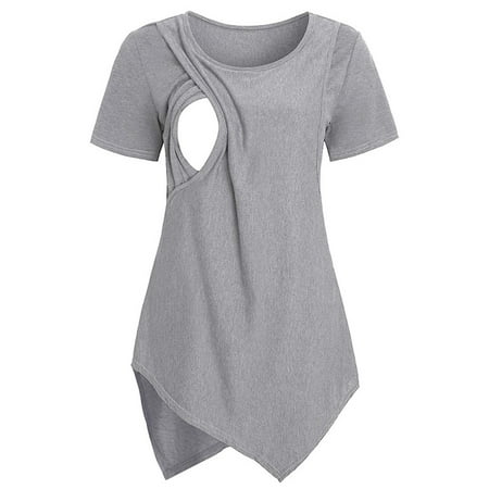 

AURIGATE Women s Maternity T-Shirt Maternity Womens Nursing Round Neck Short Sleeve Round Neck Breastfeeding Blouse