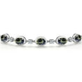 thumbnail image 3 of Gem Stone King 925 Sterling Silver Blue Mystic Topaz, Lab Grown Diamond Bracelet for Women | 5.15 Cttw | Gemstone November Birthstone | Oval 7X5MM | Fully Adjustable 9 inch, 3 of 6