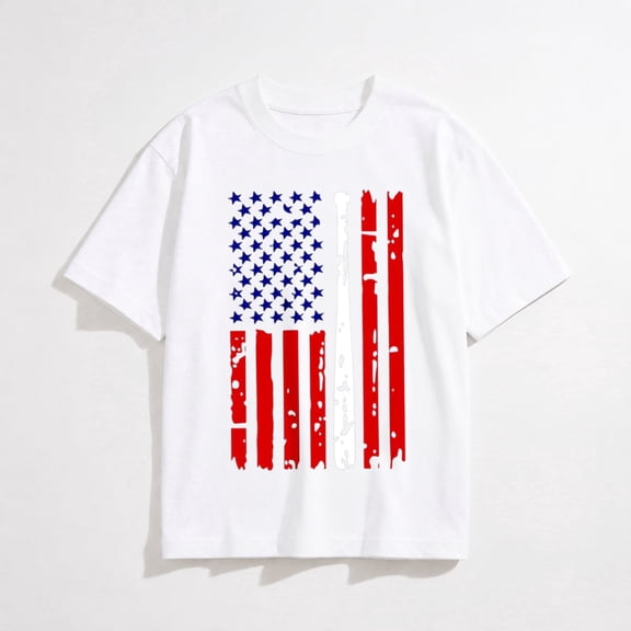 4th of July T-Shirts Men Women American Flag Shirt Patriotic Top Short Sleeve Tees