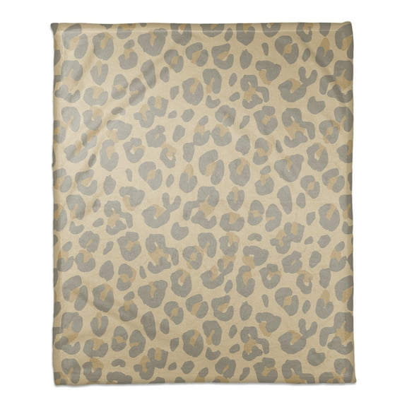 Creative Products Neutral Gray Leopard 50 x 60 Coral Fleece Blanket