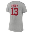 thumbnail image 3 of Women's Brock Purdy Gray San Francisco 49ers Icon Player Name & Number V-Neck T-Shirt, 3 of 3