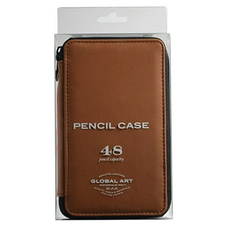 Material Box - Global Art Materials 48-Piece Leather Pencil Case, Antique Brown