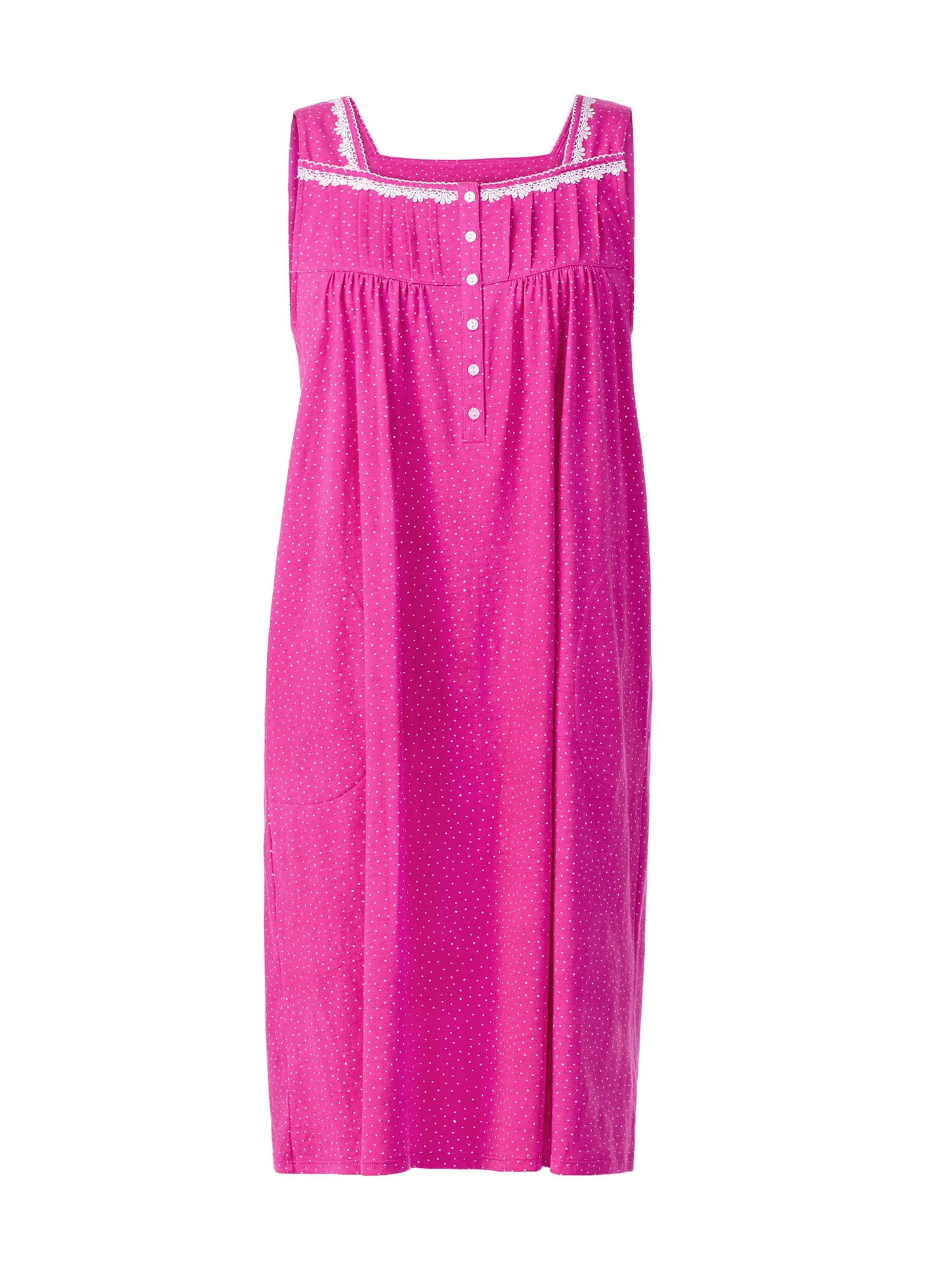 Aria Women's 100% Cotton Sleeveless 40" Nightgown, Sizes XS-5X