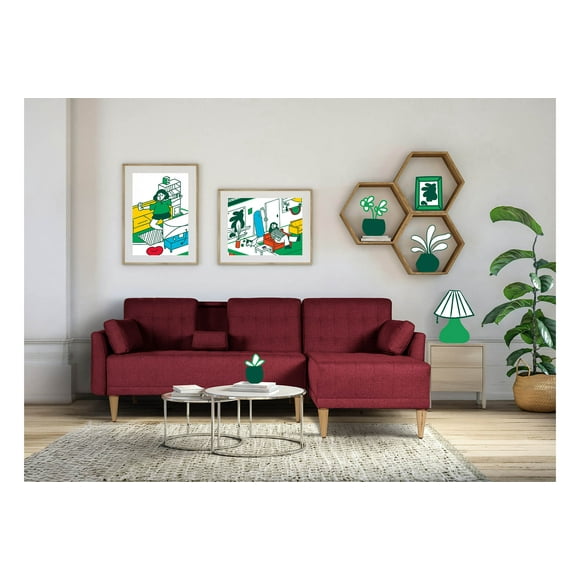Sala Modular Reversible De Lino Rojo Modelo Carlton