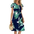 thumbnail image 4 of Fantaslook Women Summer Dresses V Neck Ruffle Sleeve Casual Flowy Sundresses Button Floral Midi Dress with Pockets, 4 of 8