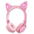 thumbnail image 1 of Auriculares infantiles Isightguard Con Cable orejas de Gato LED 3.5 mm durazno, 1 of 3